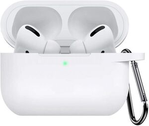 【A21】AirPods Pro 保護カバーケース カラビナ付属(白)