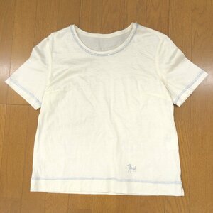 Leilian レリアン コットン100% ビジュー装飾 カットソー 11(L) アイボリー系 日本製 Tシャツ 半袖 国内正規品 レディース 女性用