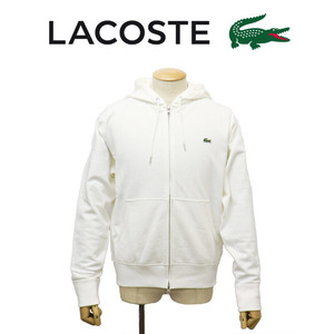 LACOSTE (ラコステ) SH101EL プレミアムコットン ジップスウェットパーカ LC290 001ホワイト 3-S