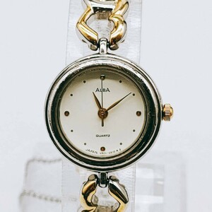 #72 SEIKO セイコー ALBA アルバ V401-0190 腕時計 ハート 3針 白文字盤 シルバー色 ブレス時計 とけい トケイ アクセ ヴィンテージ