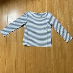 UNIQLO ユニクロ レディース トップス Tシャツ ブルーホワイトストライプ柄 WOMEN サイズ L 綿100% 中古品 美品 送料無料