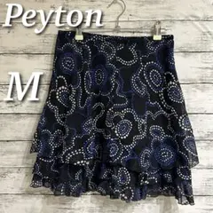 Peyton ペイトン　ティアードスカート　フレア　ひざ上丈　シフォン　総柄　M