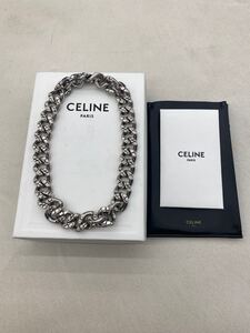 美品 正規 21SS CELINE セリーヌ アニマル ネックレス ブラス チェーン シルバー エディ期 46N166BRA 本物1028O▲