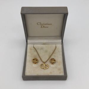 Christian Dior クリスチャン ディオール ネックレス イヤリング 2点セット ゴールド アクセサリー P152