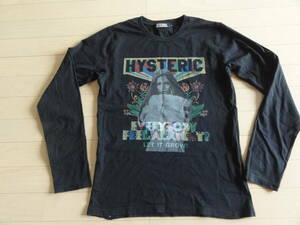 美品 HYSTERIC GLAMOUR LETITGLOWptT-SH 半袖Tシャツ 黒 Sサイズ 0251CL02