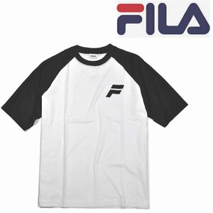 [フィラ] Tシャツ 半袖 丸首ラグラン袖切り替え ユニセックス コットン綿　 Mサイズ 08黒　FM6541