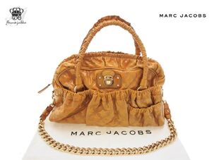 マークジェイコブス 2way ハンドバッグ ショルダーバッグ SS07 197 エナメル 山吹色×ゴールド MARC JACOBS【Used 中古up】