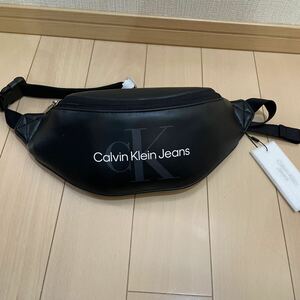 送料無料　未使用　CALVIN KLEIN JEANS カルバンクライン ジーンズ ボディバッグ ウエストバッグ ブラック　合成皮革　メンズ