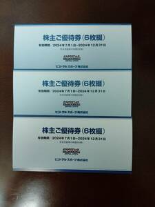 送料無料　最新　セントラルスポーツ株主優待券6枚綴×3冊 有効期限2024年12月31日