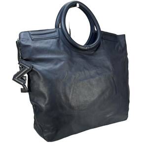 【美品】ザネラート ★ZANELLATO ANITA BORSA ウルトラソフト ベビーカーフ トートバッグ ネイビー 丸ハンドル 肩がけ ハンドバッグ 