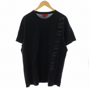 バーバリー BURBERRY Tシャツ カットソー 半袖 ロゴ コットン XXL 黒 ブラック /AN37 ☆AA★ メンズ