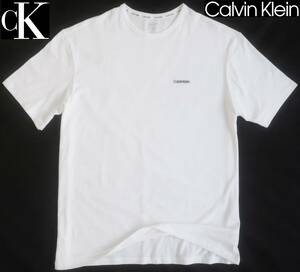 新品★カルバンクライン★オーバーサイズ★ホワイト ストレッチ Tシャツ★ブラック ロゴ刺繍 白 XL★CK Calvin Klein★634