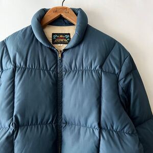 60s Bauer Down 日の出タグ ダウンジャケット S ブルー ビンテージ 60年代 バウアーダウン Eddie Bauer 青 オリジナル ヴィンテージ