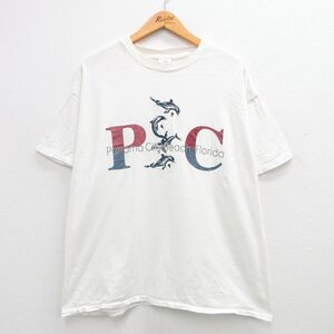 XL/古着 半袖 ビンテージ Tシャツ メンズ 00s イルカ パナマ 大きいサイズ コットン クルーネック 白 ホワイト 24feb20 中古