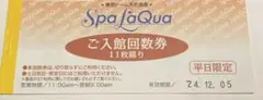 スパ ラクーア 東京ドームシティ 入館券 チケット Spalaqua