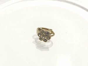 ■【YS-1】Christian Dior ディオール イヤリング 片耳のみ ■ 石付き 花 フラワー GP ゴールド系 1cm×1cm 【同梱可能商品】■D