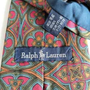 RALPH LAUREN（ ラルフローレン)緑赤青オレンジ柄ネクタイ