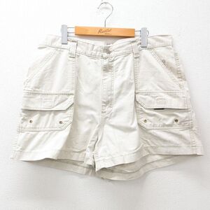 W37/古着 リー Lee ショート ブッシュ パンツ ショーツ メンズ ダック地 ベージュ カーキ 24jun22 中古 ボトムス 短パン シ