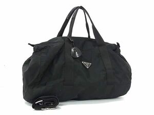 1円 PRADA プラダ テスートナイロン 2WAY ハンドバッグ ショルダーバッグ トートバッグ レディース メンズ ブラック系 BJ3122