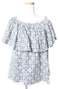 イエナ IENA ehere 16SS ブラウス ラッフルスリーブ 総柄 白 ホワイト aan0507 レディース