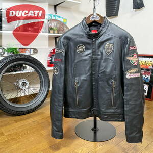 ☆DUCATI by DAINESE ドゥカティ ダイネーゼ MECCANICA レザージャケット ブラック/L（XL相当） ◆バイク シングルライダース アウター