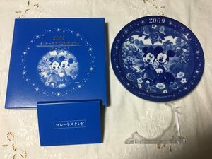 【非売品・箱入新品】2009年イヤーブループレート ディズニー＆東京三菱UFJミッキーマウスミニードナルドディジープルート青☆ノリタケ皿花