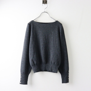 美品 定価8.2万 2023AW フォクシー FOXEY 43762 Knit Top Saone 38/チャコールグレー ニット ソーネ セーター ウール【2400014232943】