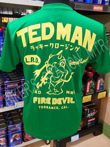 スピード出荷 TDRY-1800 テッドマン Tシャツ ドライTシャツ バイクTシャツ シルキードライTシャツ エフ商会 グリーン XLサイズ 管理P