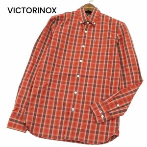 【新品 未使用】 VICTORINOX ビクトリノックス 通年 SLIM FIT ストレッチ ロゴ刺繍 長袖 チェック シャツ Sz.XS　メンズ　A4T00910_1#C