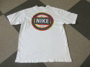 90s NIKE 両面プリント Tシャツ L相当 白 ナイキ ヴィンテージ オールド スウッシュ バックプリント EST1971