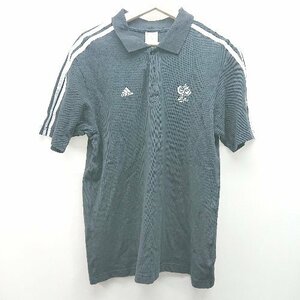 ◇ adidas アディダス 3ストライプス ワンポイント 2006年ワールドカップ 半袖 ポロシャツ サイズM ブラック メンズ E