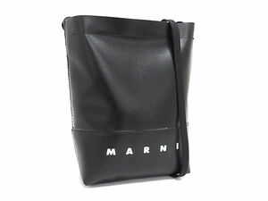 1円 ■極美品■ MARNI マルニ ポリウレタン×ポリエステル クロスボディ ショルダーバッグ ミニバッグ 斜め掛け ブラック系 FH0606