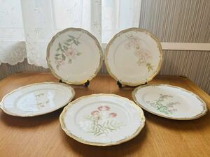 【美品】Noritake ノリタケ GALA CONTESSA ガラコンテッサ 1497 花柄 プレート 中皿 廃盤品 約21cm 5枚セット まとめて