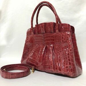 ★定価100万超★ 1スタ ナンシーゴンザレス Nancy Gonzalez センター 2way ショルダー トートバッグ クロコダイル crocodile ハンド レッド