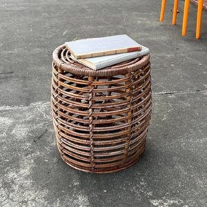 Japanese Vintage Rattan Stool ジャパンヴィンテージテージ ラタンスツール(1) 籐 編み込み 椅子 リゾート ナチュラル レトロ