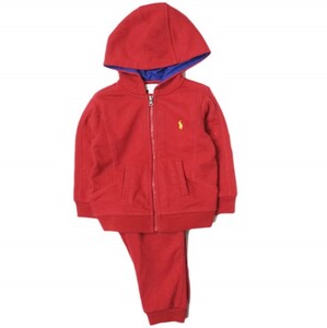 RALPH LAUREN ラルフローレン キッズ スウェットジップパーカー & パンツ 上下セット 18M レッド KIDS ベビー セットアップ g14731