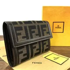 極美品 FENDI 三つ折り財布 307290 ズッカ柄 357