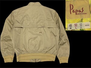 バックデザイン Papas パパス ジップジャケット 562 スイングトップ ブルゾン ゴルフ ロゴ刺繍ワッペン 裏地総柄 50 L