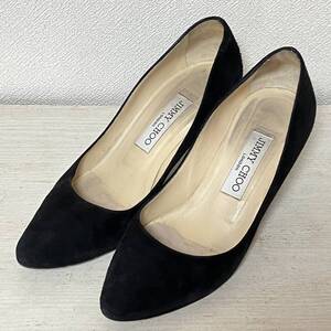 JIMMY CHOO ジミーチュウ　ポインテッドトゥ　ハイヒール　スエード　パンプス　36 1/2　約23.5cm　ブラック　黒　レディース　靴