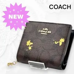 COACH スナップウォレット ウッドストック柄 COACH×PEANUTS