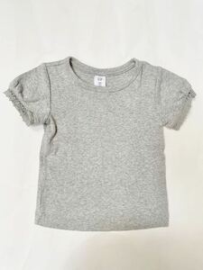 babyGAP 3years toddler 100cmパフスリーブ半袖Tシャツ コットンレーストップス キャミソール重ね着 下に着るリブ素材 女の子3歳4歳 グレー