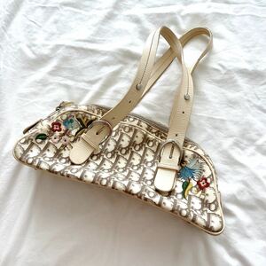 Diorディオールヴィンテージ刺繍オブリークキャンバスバッグ