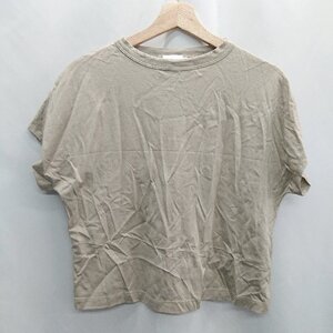 ◇ handvaerk ハンドバーク 半袖 Tシャツ サイズS ダークベージュ レディース E