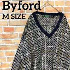 Byford デザインニット セーター ネイビー Mサイズ