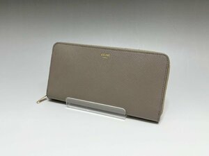 極美品 CELINE セリーヌ ラージ ジップドウォレット ラウンドファスナー長財布 ベージュ 10B553 レディース ジッピー 小銭入れ 質セブン