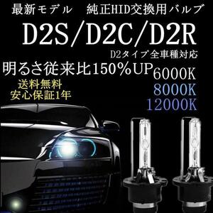 送料無料　55W対応　HID ヘッドライト D2S/D2C/D2R/明るさ1.5倍ＵＰ/純正交換6000K/8000K/12000Ｋ