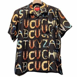 18ss Supreme シュプリーム Alphabet Silk Shirt アルファベット シルクシャツ Sサイズ 黒 ブラック