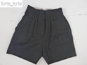 4.5万 超美品 forte_forte フォルテ フォルテ★　イタリア製　黒　ブラック　ハイウエスト　ショートパンツ　0　S相当