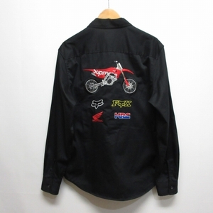 シュプリーム SUPREME 19AW Honda Fox Racing Work Shirt Black 美品 長袖 ワーク シャツ S 黒 ブラック 正規品 メンズ