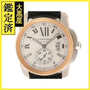 Cartier　カルティエ　カリブル・ドゥ・カルティエ　SS/PG　革ベルト　クロコダイルレザー　W7100039　メンズ腕時計　自動巻き【431】